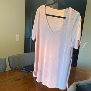 Athleta Light Pink Short Sleeve V-Neck Tee